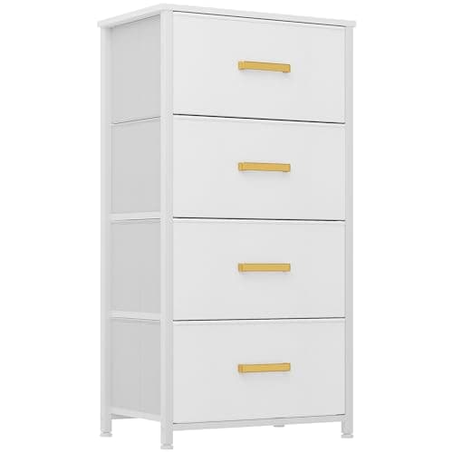 YITAHOME Sturdy 4-Drawer Fabric Dresser, Steel Frame, Wooden Top