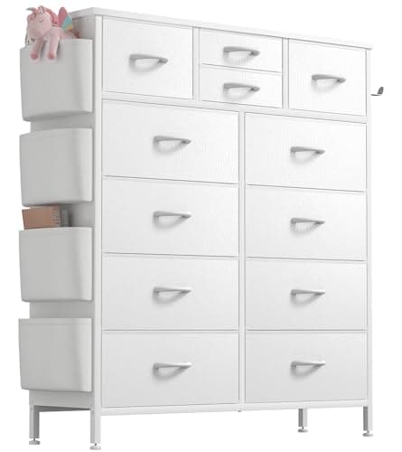 Lulive Tall Dresser Chest with 12 Drawers & Hooks (Black)