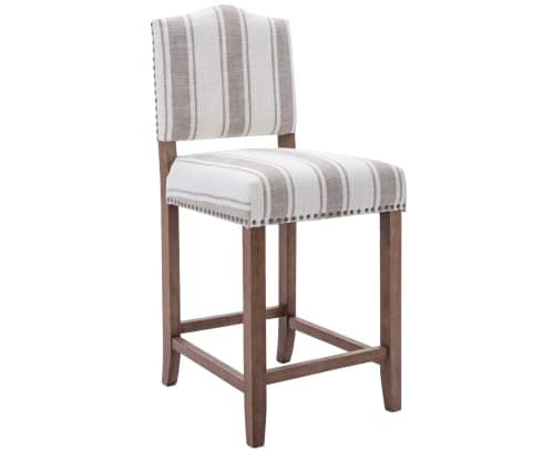 CIMOTA Linen Beige Rattan Farmhouse Bar Stool Set Mid Century Modern 26.5In