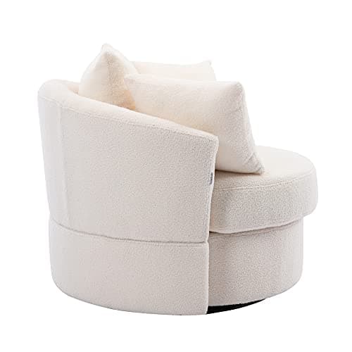 i-POOK Swivel Barrel Chair with Pillows, Modern Leisure Accent Chair for Living Room