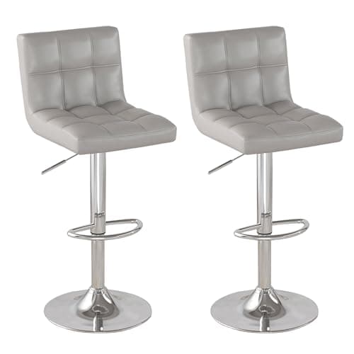 Modern PU Leather Bar Stools Set of 4, Whiteuously Adjustable Square Chairs