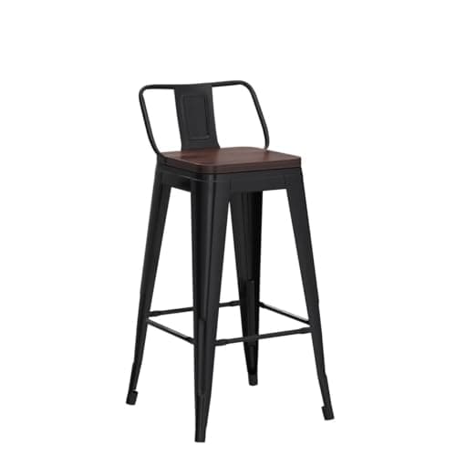 Changjie Matte Black Wooden Swivel Bar Stools for Kitchen Counter (Set of 4)
