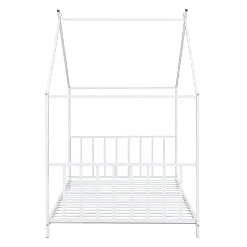 Twin Size Montessori Floor Bed with High Headboard (White)