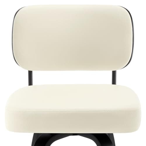 Mid Century Modern 4-Piece Swivel Bar Stool Set, 26" Faux Leather Cream White