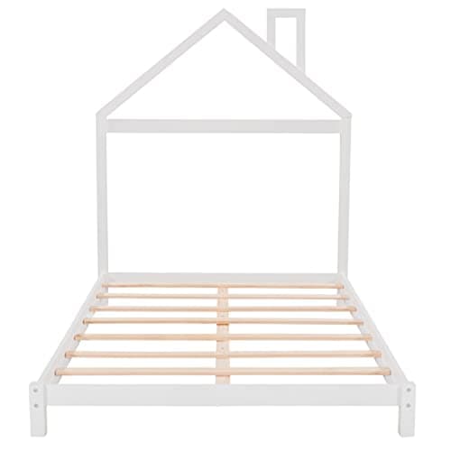 i-POOK Montessori Full Size Solid Wood Platform Bed, White