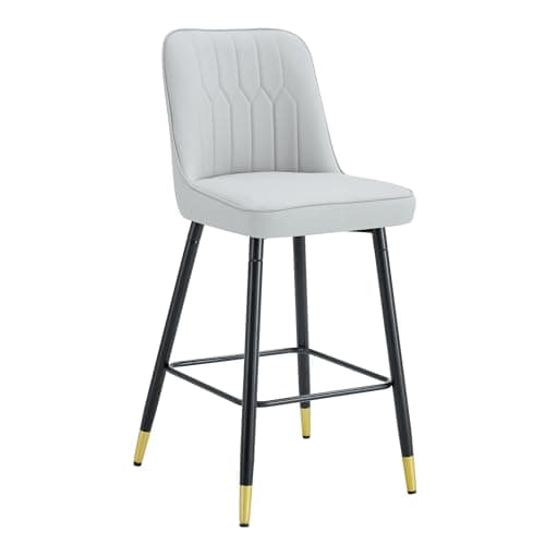 Modern Black Counter Height Bar Stool Set of 4, Faux Leather with Stable Legs