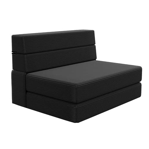 Light Green Corduroy Twin Foldable Memory Foam Sofa Bed with Back Support