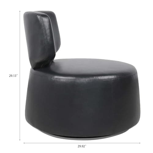 i-POOK PU Leather Swivel Accent Chair with Metal Base - Black