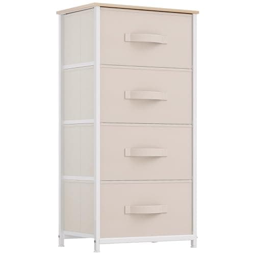 YITAHOME Sturdy 4-Drawer Fabric Dresser, Steel Frame, Wooden Top