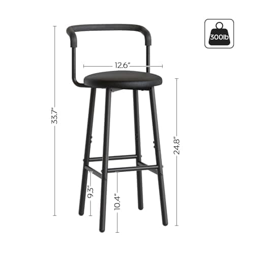 Black BY03L2BB Counter Height Bar Stools Set of 2