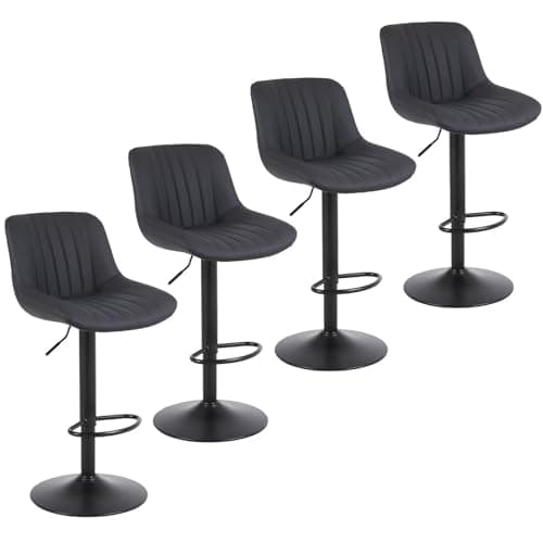 Modern Swivel Bar Stools Set of 4 for Kitchen Island - Black
