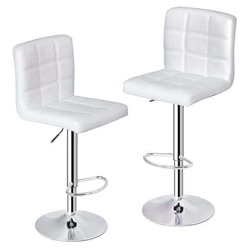 ZENY Black Swivel Bar Stool Set, Modern PU Leather Kitchen Chair