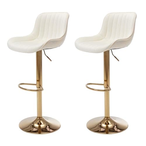 Beige Modern Velvet Swivel Bar Stools, Counter Height with Backs Set of 4