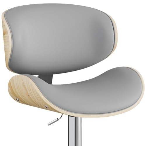 Mid-Century Modern Black PU Leather Bar Stool Set of 4 with Back