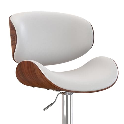 Bentwood Bar Stool Set, Adjustable Height with Footrest, PU Leather, Black Kitchen Bar Chairs