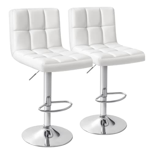 Homall Black PU Leather Adjustable Bar Stools for Kitchen Counter (Set of 2)