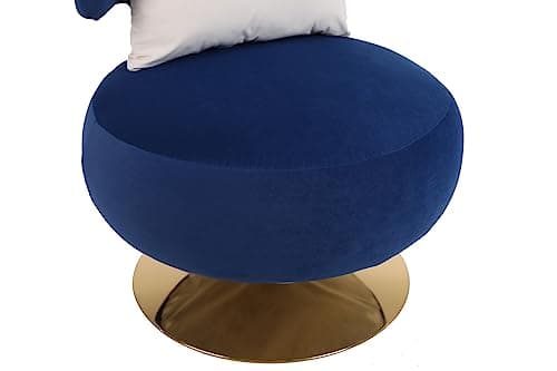Fabric Swivel Accent Chair with Gold Metal Base, Navy Color