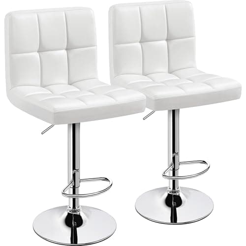 Set of 2 Modern Adjustable Bar Stools with Backrest and Footrest