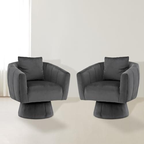 360° Swivel Velvet Barrel Chair, Fluffy Cushioned, Comfortable Home Accent