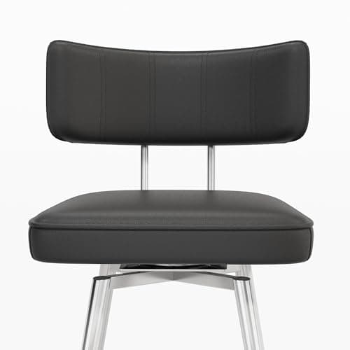 26 Inch White Leather Counter Swivel Stools with Back, Kitchen Bar Chairs Set of 2