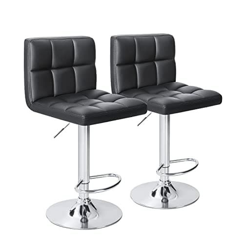 Homall Black PU Leather Adjustable Bar Stools for Kitchen Counter (Set of 2)