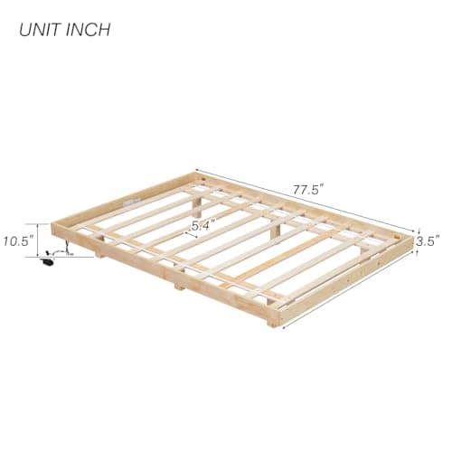 Full Size Floating Bed with LED Lights and Solid Wood Platform Frame
