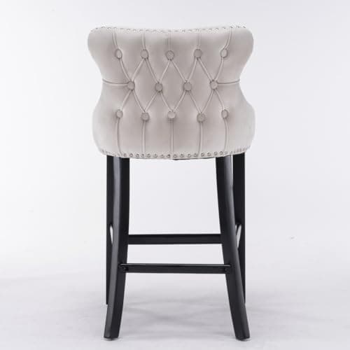 Velvet Upholstered Bar Stools Set of 4 with Wooden Legs and Wing-Back Design