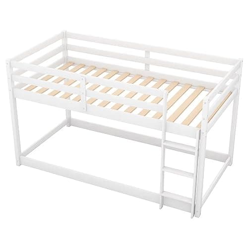i-POOK Grey Twin Over Twin Bunk Bed with Safety Ladder