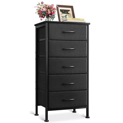Sturdy Steel Frame Light Grey 5-Drawer Dresser Chest of Drawers