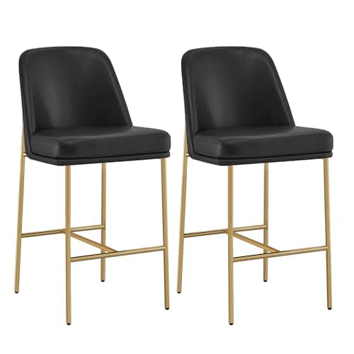FSC Certified White Fabric Bar Stools, 27" Seat Height, Set of 2