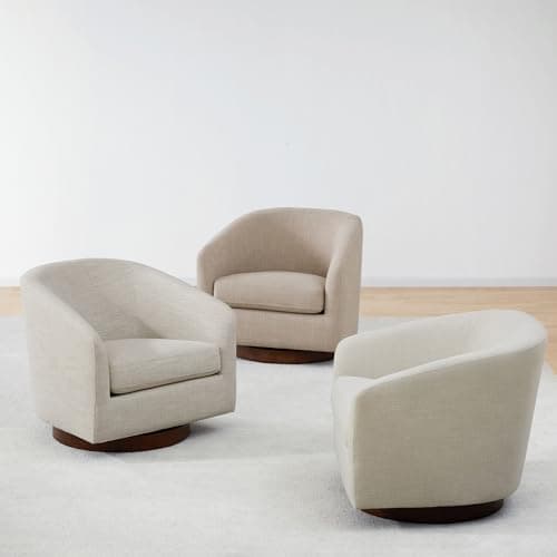 CHITA Flax Beige FSC Certified Swivel Chair, Living Room Set of 2Fully Assembled