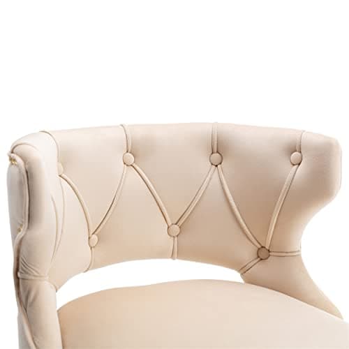 Adjustable Velvet Swivel Bar Stools Set of 2, Beige