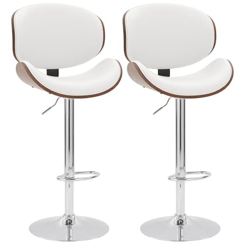 Civama Set of 4 Black PU Bar Stools with Footrest for Kitchen Island