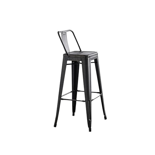 AC Pacific Rustic Country Metal Barstool Set of 2, 30" Seat, Distressed Black