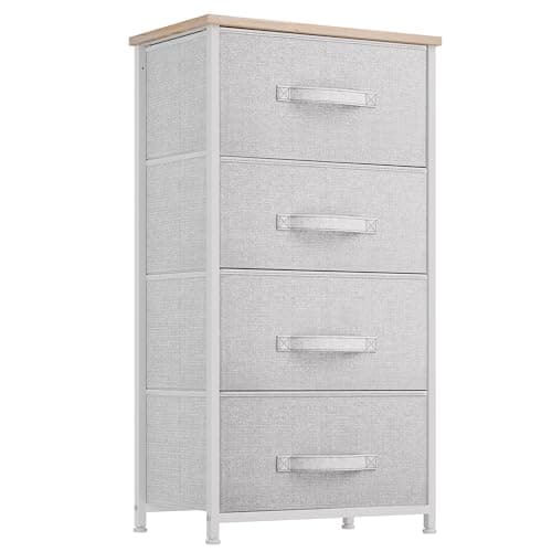 YITAHOME Sturdy 4-Drawer Fabric Dresser, Steel Frame, Wooden Top