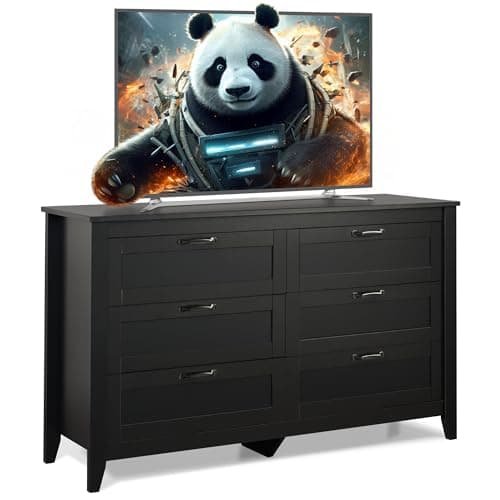 Black Sturdy WLIVE Wood Dresser with 4 Drawers for Bedroom, Hallway, Living Room, Closet