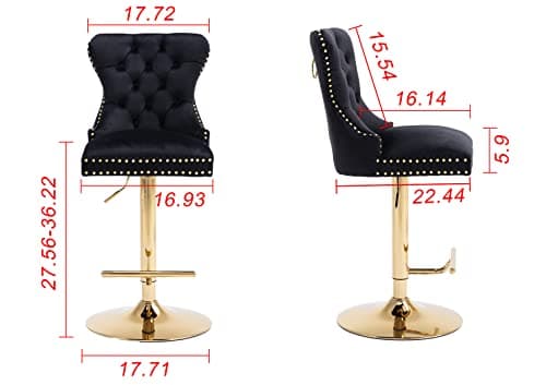 Modern Adjustable Velvet Swivel Bar Stools Set of 2