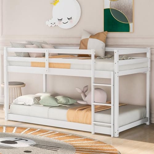 Twin Over Twin Wood Bunk Bed for Teens, Dormitory and Bedroom, Easy Assembly, Grey