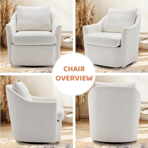 COLAMY 360° Swivel Round Barral Chair Set of 2-Cream
