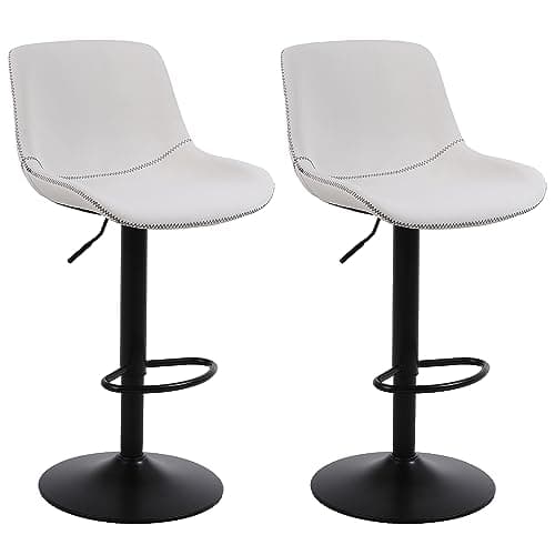 2-Piece Swivel Bar Stool Set, Counter Height with Back, Modern PU Leather Chair