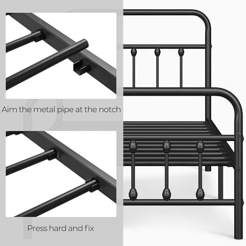 Yaheetech Classic Victorian Style Metal Bed Frame with Storage Black Twin