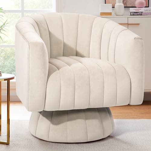 Kromax Mid Century Pink Tufted Velvet Swivel Accent Chair