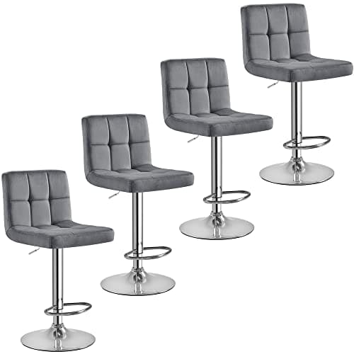 Yaheetech Lightweight PU Bar Stool Set, Modern Counter Height with Back and Footrest