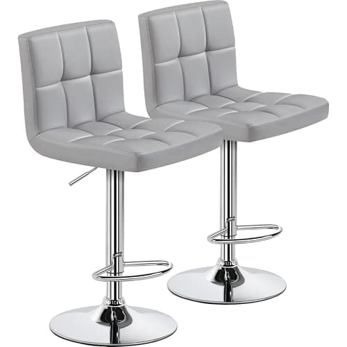 Yaheetech Lightweight PU Bar Stool Set, Modern Counter Height with Back and Footrest