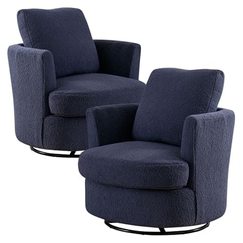 31.9" Swivel Chenille Chair, Light Blue, Modern Living Room