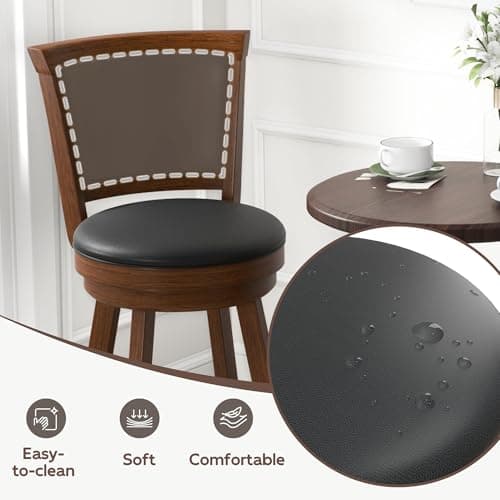 MU 24" Counter Height Swivel Bar Stools with Back for Kitchen Island, Pub, Restaurant