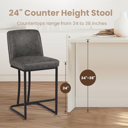 PHI VILLA Black Bar Stools Set of 4 for Kitchen Island