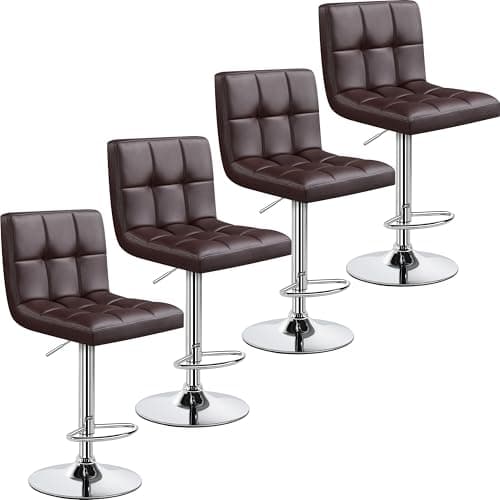 Yaheetech Lightweight PU Bar Stool Set, Modern Counter Height with Back and Footrest