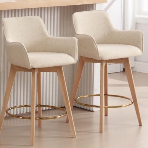 ONEVOG Counter Height Bar Stools Set of 2, Modern Swivel Grey