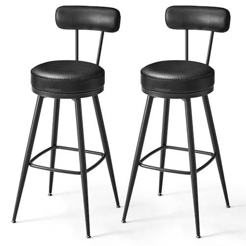 VASAGLE EKHO Collection Bar Stools Set of 2, Mid-Century Modern 30-Inch Tall, Ink Black
